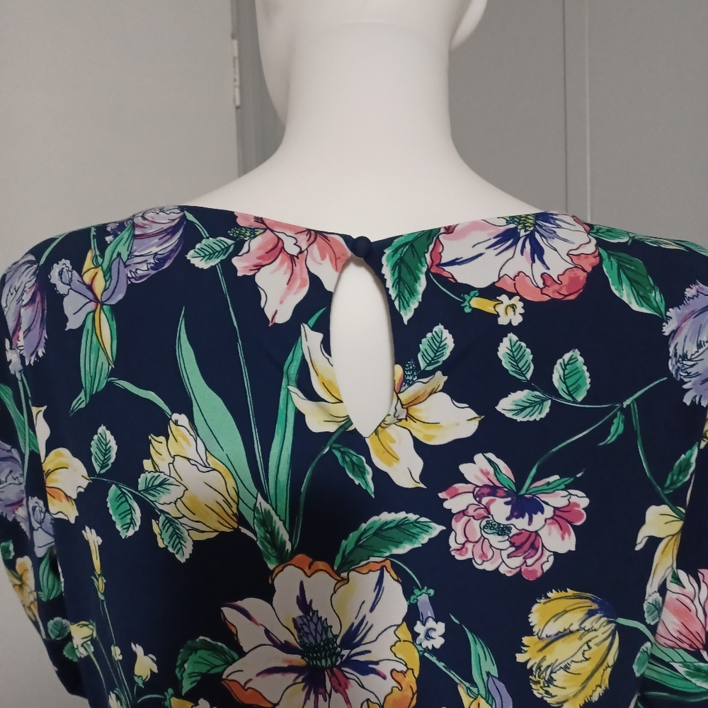 Liz Claiborne Navy Floral Long Sleeve Dress - Picture 4 of 6